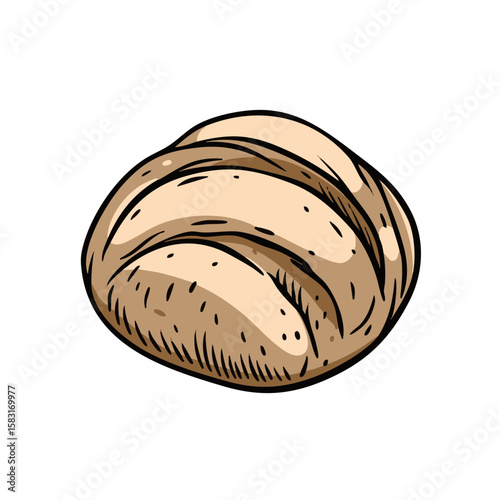 Captivating illustration of a freshly baked rustic artisan loaf of bread