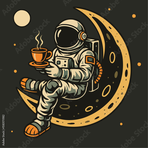 astronaut and moon