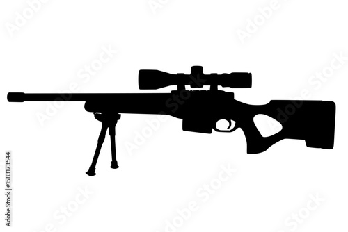 Silhouette of a Sniper Rifle with Scope and Bipod