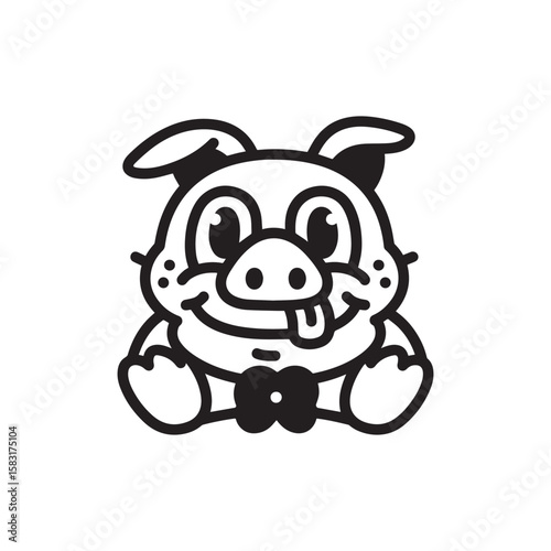 Piggy pig piglet farm animals swine vector illustration cartoon icon cute design graphic art drawing