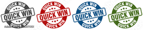 quick win stamp. quick win round stamp set isolated on white background
