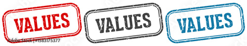 values stamp. values rectangular stamp set isolated on white background