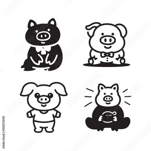Pig vector piglet farm animal cute pig cartoon pig illustration pig graphic pig design pig art