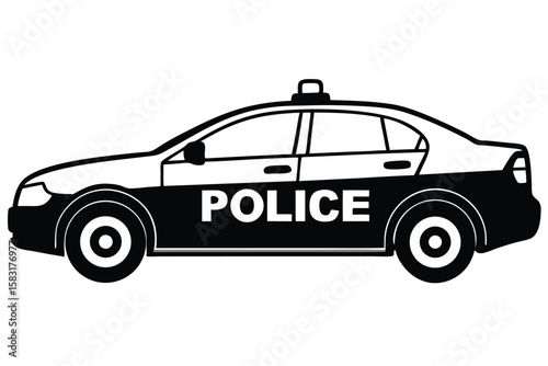 Police Car with name line art vector illustration