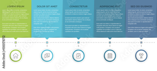 Modern infographic template with five sections, perfect for business presentations and data visualization, vector eps10 illustration