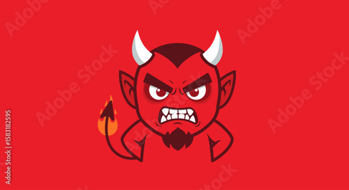 Angry Devil Icon Vector – Evil Face Illustration