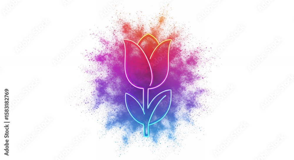 Obraz premium Colorful outline tulip flower graphic design element