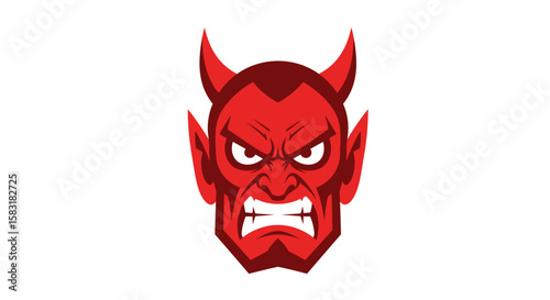 Evil Angry Devil Face Icon – Vivid Vector Art