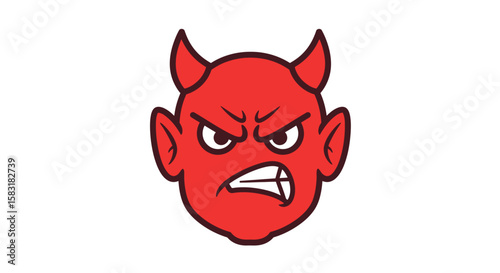 Angry Devil Icon Vector – Evil Face Illustration
