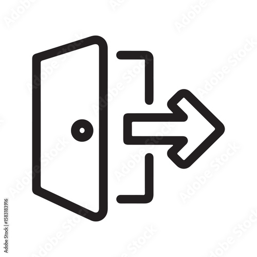 Exit line icon. Logout, sign out symbol, open door with arrow pointing out, vector illustration.
