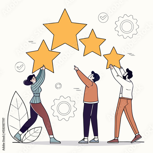 Teamwork Elevating Success Stars Aligning for Achievement Collaborative Effort Reaching New Heights Building Recognition and Positive Feedback
