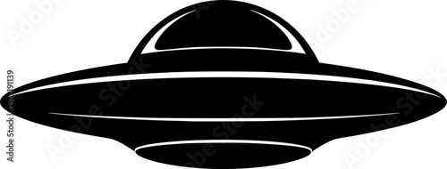 UFO Silhouette Vector Illustration on White Background
