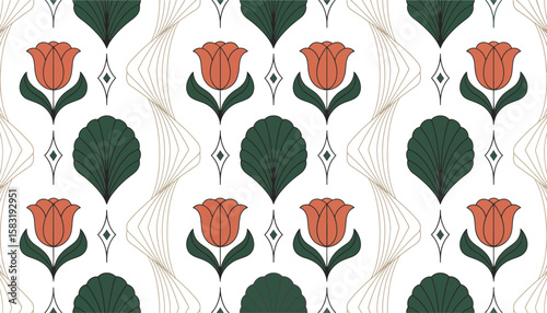Seamless floral pattern with leaves, a vintage vector illustration for nature-inspired design