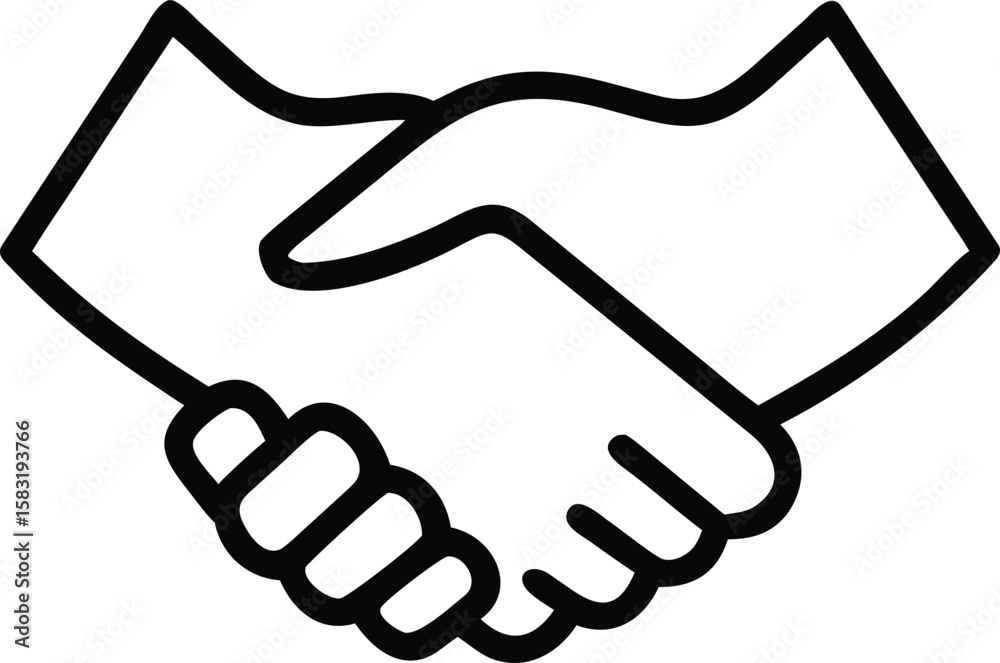 Fototapeta premium Simple Line Art Handshake Icon, Agreement, Partnership, Deal, Collaboration, Unity, Teamwork, Success, Business, Contract, Friendship Symbol, Graphic Design Element,...