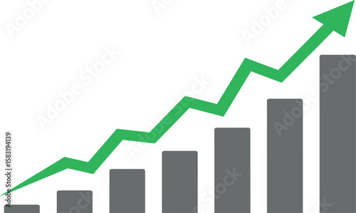 
business graph with arrow on transparent background