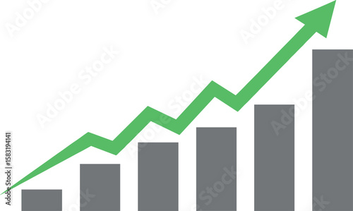 
business graph with arrow on transparent background
