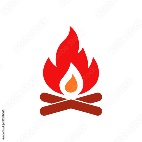 simple bonfire with logs icon on white background .svg