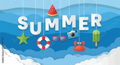 Summer themed design with fun beach elements and cheerful vibe