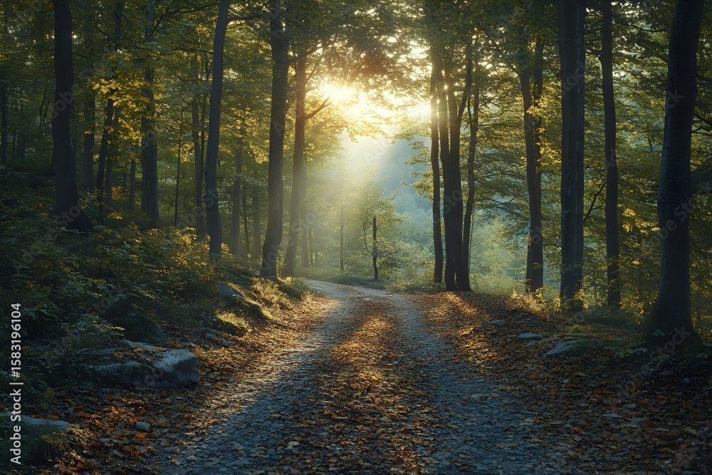 Fototapeta premium The forest light and shadow of sunlight jumping