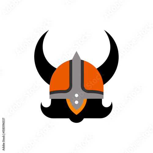 viking helmet with horns on white background  .svg