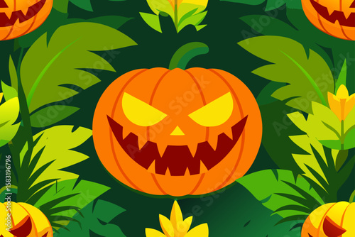 A group of ghosts floating over a tropical beach vector illustration