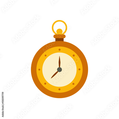 vintage pocket watch illustration on white 
