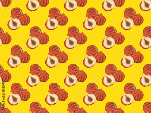 hazelnut nut cartoon organic harvest natural raw plant snack vegetarian product art pattern seamless