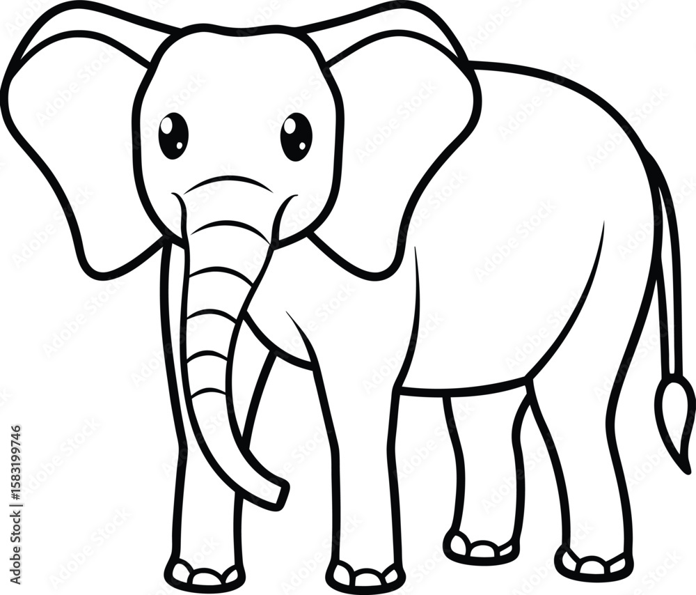 Fototapeta premium Sweet Elephant Outline Illustration for Diverse Design Needs