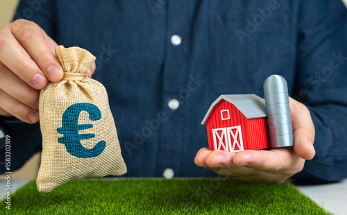 Selling a farm for euro moneybag. Buying a farm. Investments in agro-industry. EU agricultural funding, foreign investment, and restructuring of rural economies.