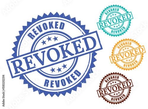 Revoked Approval Seal Bundle, Grunge Rubber Canceled Status Vector  