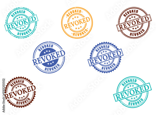 Diverse Revoked Grunge Rubber Stamp Collection, Official Cancellation Vector Set