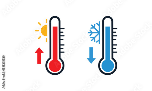 Thermometer temperature up and down icon vector