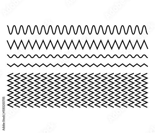 set of abstract zigzag lines. zig zag wavy lines