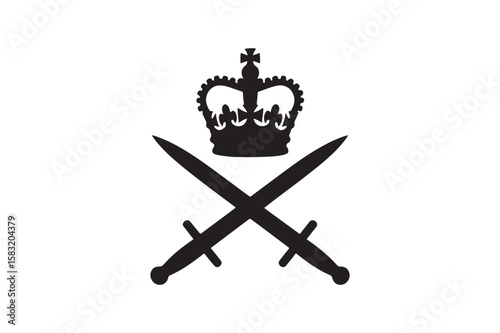 British army badge silhouette vector art illustration on white background