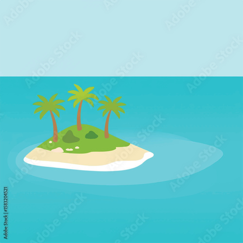 tropical beach sea island with palm trees