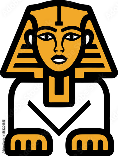 Stylized Illustration of Tutankhamun Pharaoh Ancient Egyptian Boy King

