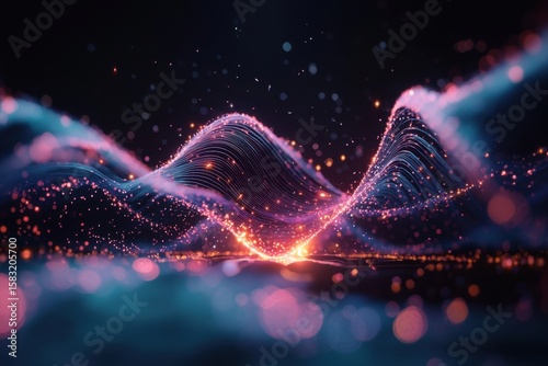 Dynamic abstract music visualization digital realm graphic art enchanting environment close-up view emotional resonance