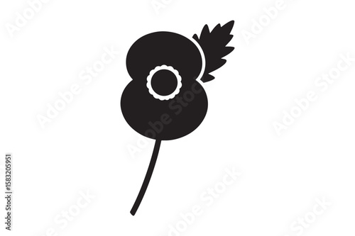 Poppy pin silhouette vector art illustration on white background