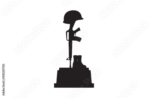 War memorial silhouette vector art illustration on white background