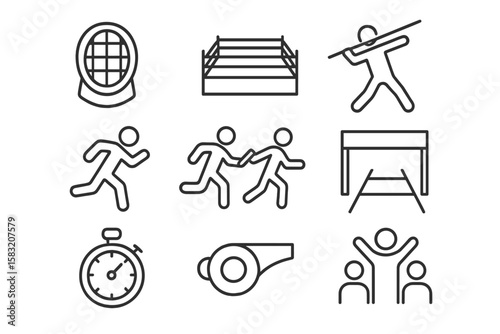 Sports, athletics outline icon set. fitness, competition, games icon collection