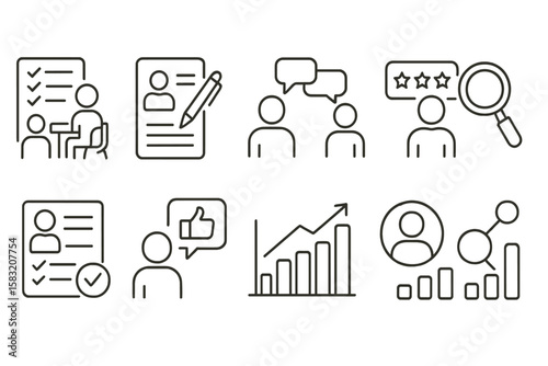 Business, communication line icon set. professional, office tools line collection