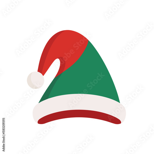 christmas hat isolated in White Background, christmas hat vector, Flat lay vector illustration