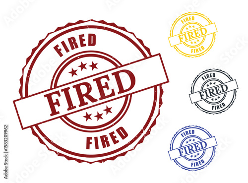 Fired Employee Stamp Set, Grunge Rubber Termination Notice Vector Labels  