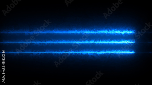 Neon energy glowing line on black background. Light and stripes moving fast over dark background. 3D Illustration