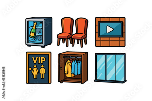 Media setup with podium, camera, mixer, router, and backdrop