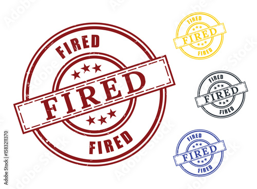Fired Staff Mark Collection, Grunge Rubber Employment End Stamp Pack  