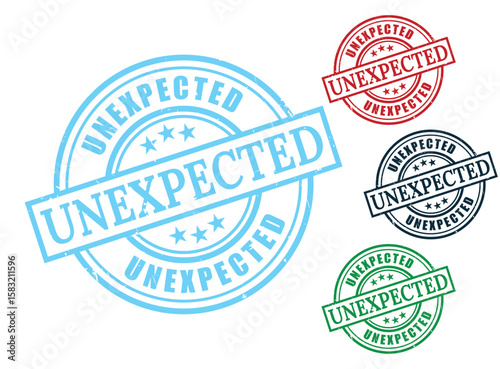 Unexpected Grunge Rubber Stamp Collection, Surprise Concept Vector Set  