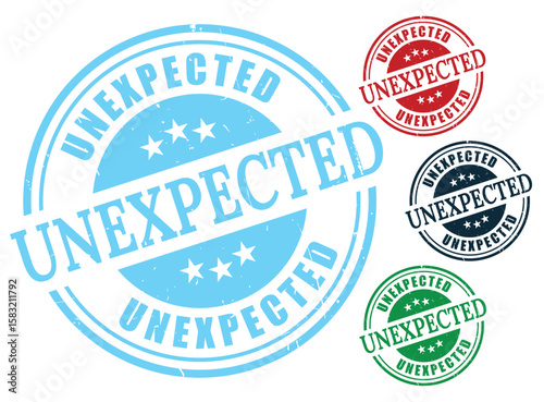 Unexpected Stamp Vector Set, Grunge Style Shock and Surprise Label Pack  