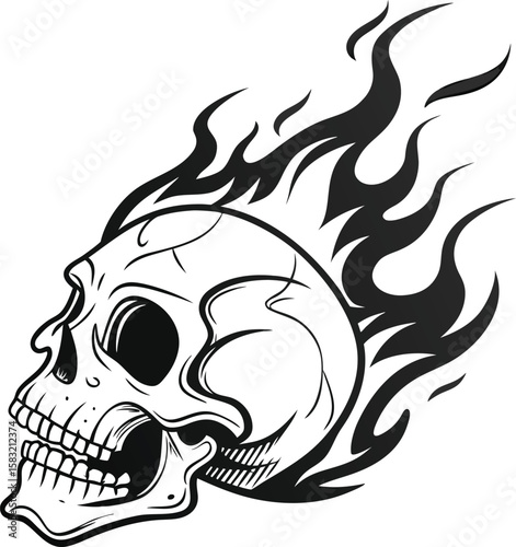 skull black and white tattoo vector tribal