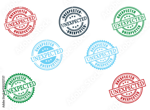 Diverse Unexpected Grunge Rubber Stamp Collection, Surprise Concept Vector Set